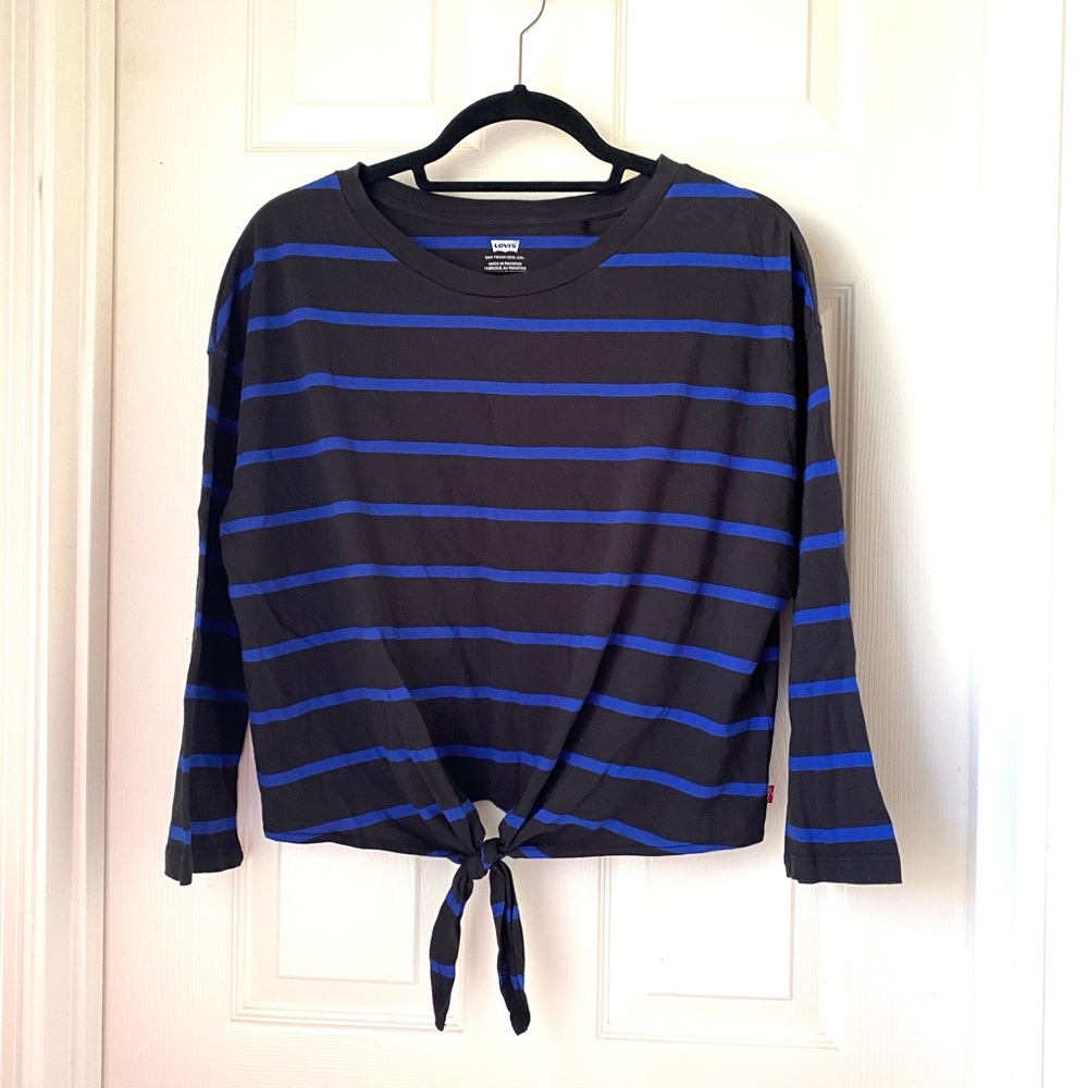 Levi’s Greta Cotton Tie Front Striped Top